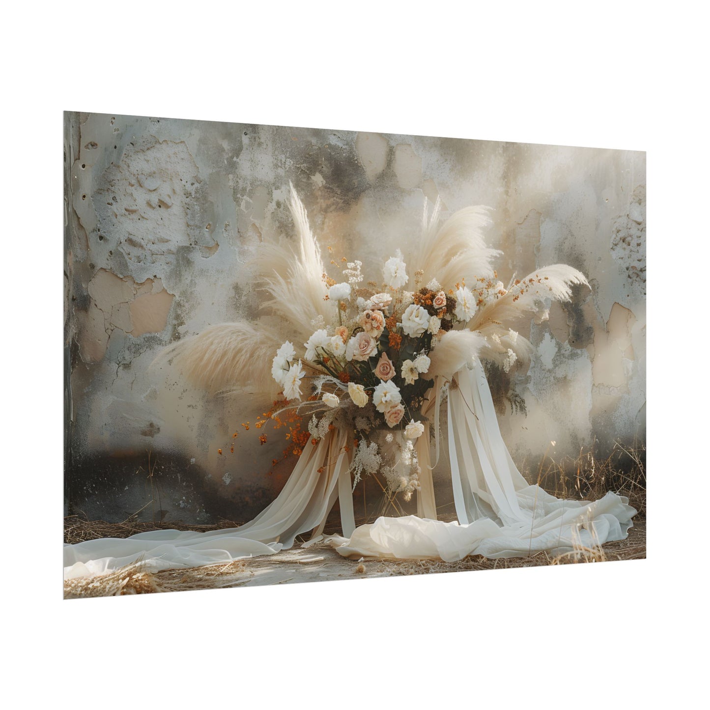 Whimsical Floral Bloom: Pampas Grass Artwork - Poster