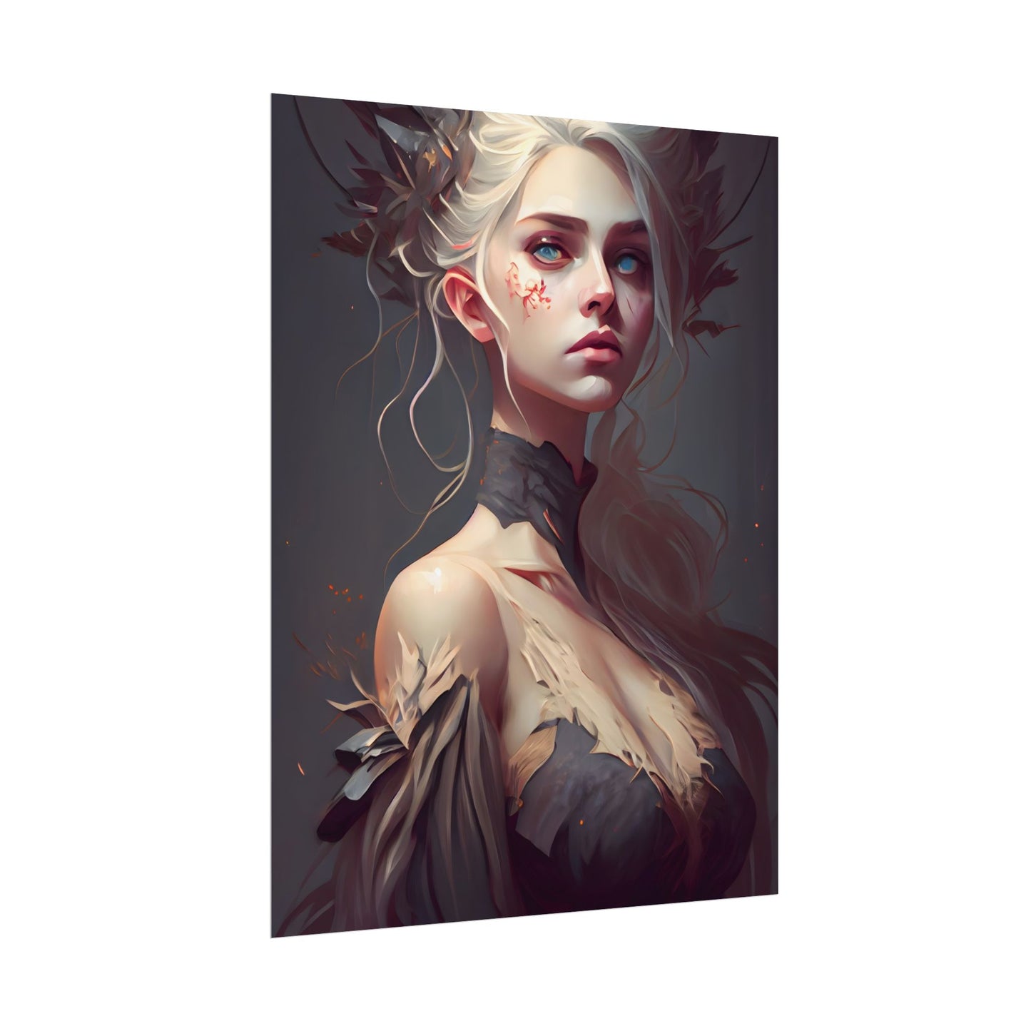 Elegant Blonde Portrait: Outdoor Woman in Dress - Poster