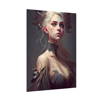 Elegant Blonde Portrait: Outdoor Woman in Dress - Poster
