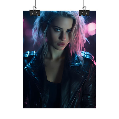 Cyberpunk Teen: Moody Expression Digital Art - Poster
