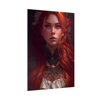 Redhead Female Portrait in a Dress - Poster