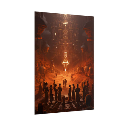 Vibrant Futuristic Tribal Gathering: Digital Art - Poster
