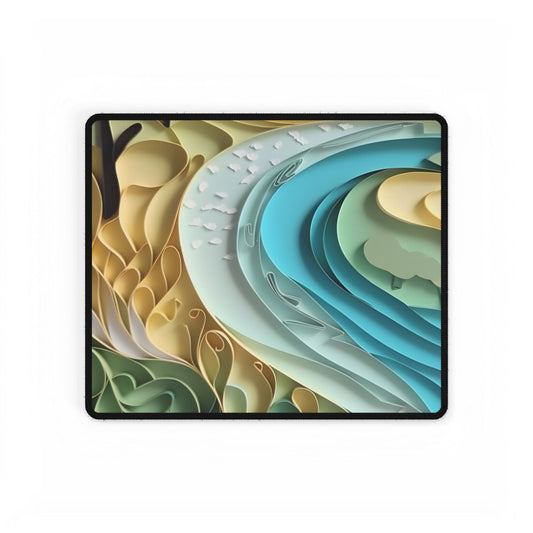 Paper Quilled Beach Bliss: Natural Colors Landscape Art - Desk Mat