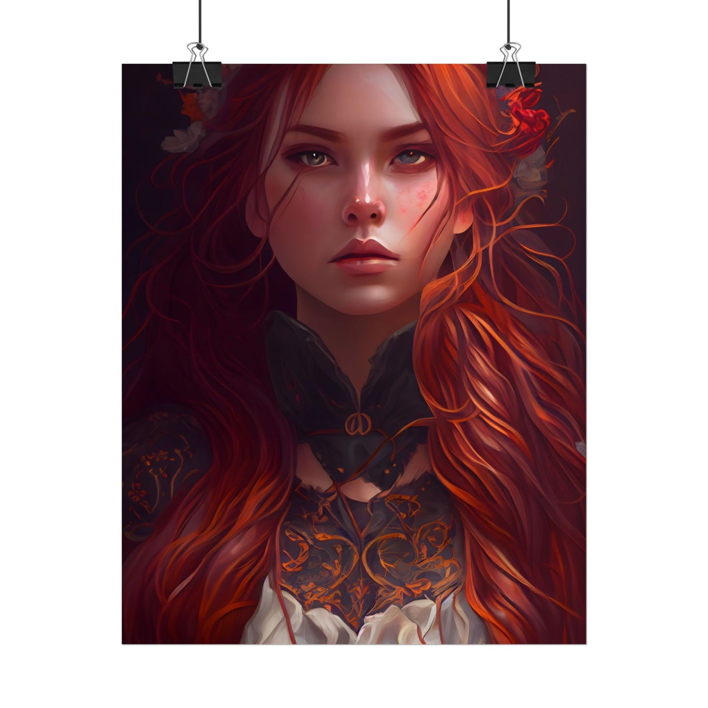 Redhead Female Portrait in a Dress - Poster