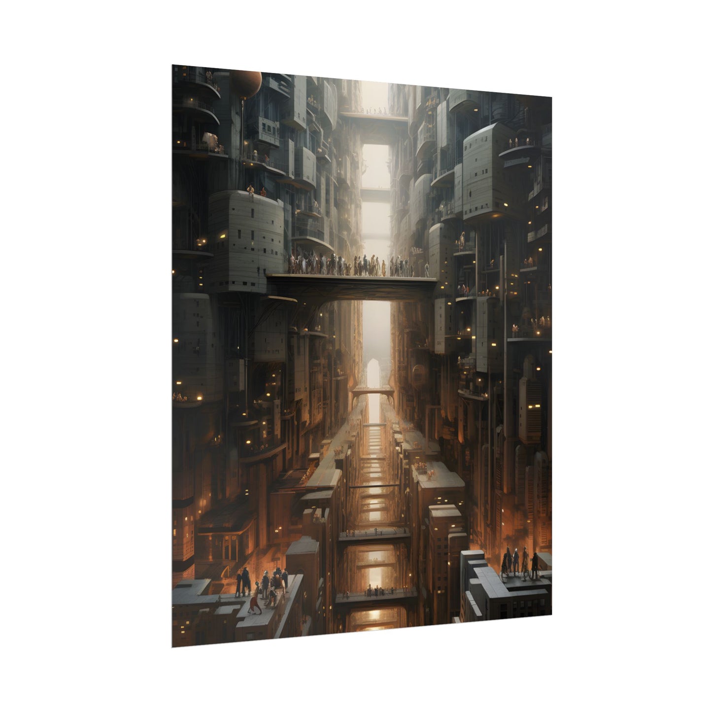 Futuristic City of Perfection: Modern Skyscrapers under Neon Lights - Poster