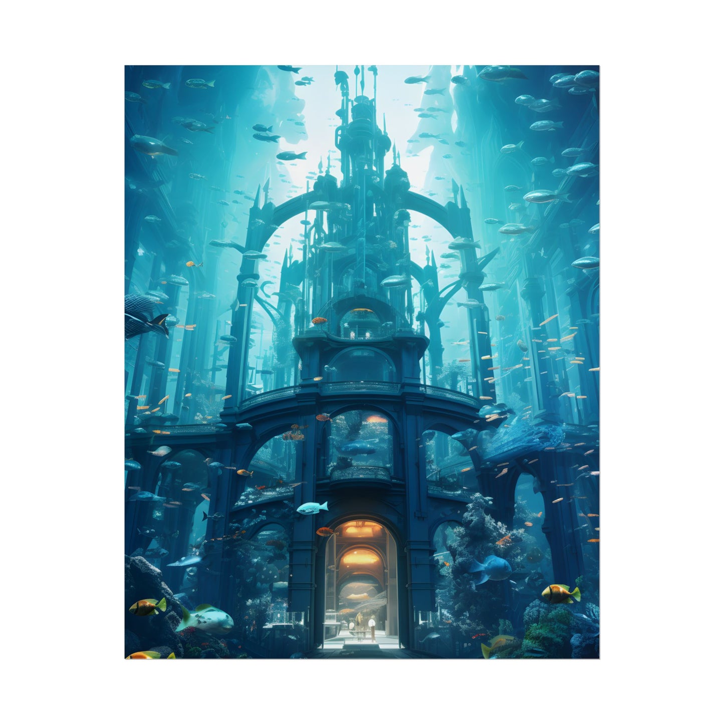 Futuristic Underwater City: Submerged Metropol Artwork - Poster