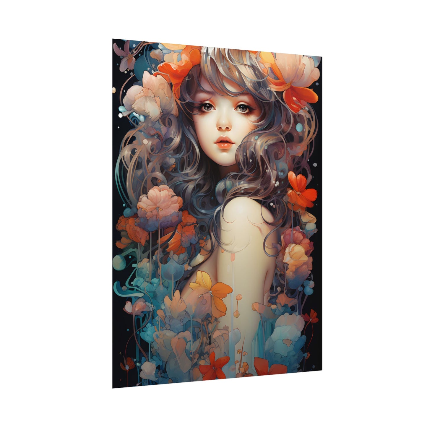 Peaceful River Garden: A Tranquil Landscape with Roses - Poster