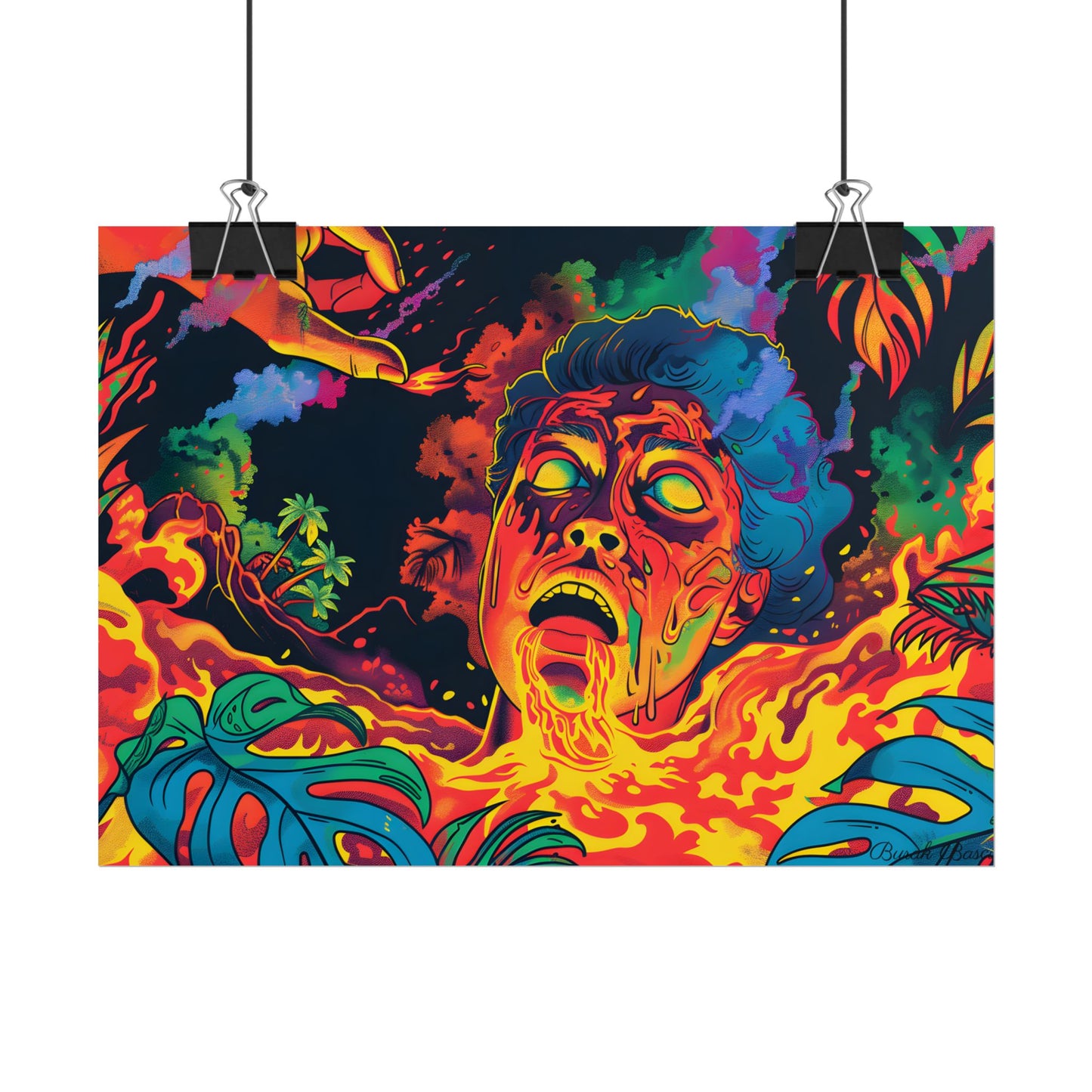 Whimsical Reading Moment: Cartoonish Illustration - Poster
