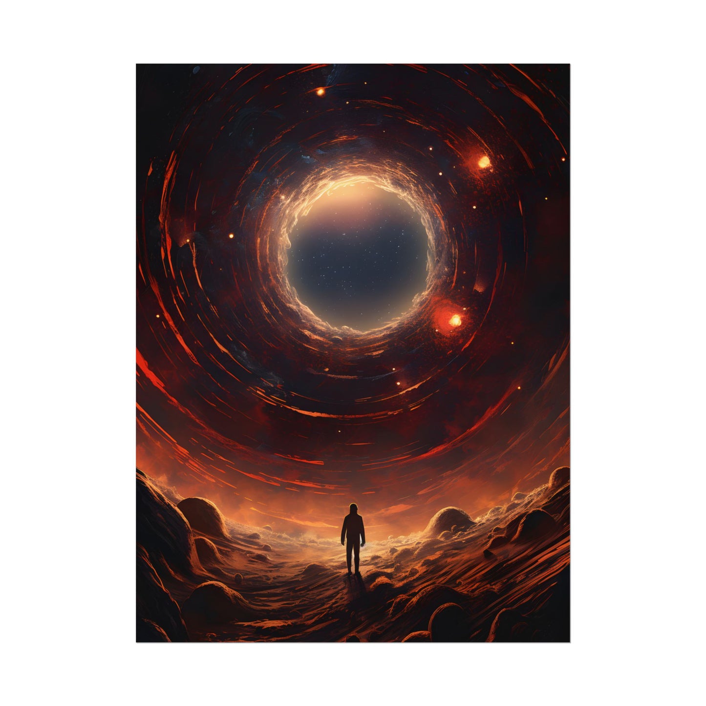 Black Hole Cosmic: A Realistic Digital Artwork of a Planet in Orbit - Poster