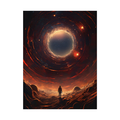 Black Hole Cosmic: A Realistic Digital Artwork of a Planet in Orbit - Poster
