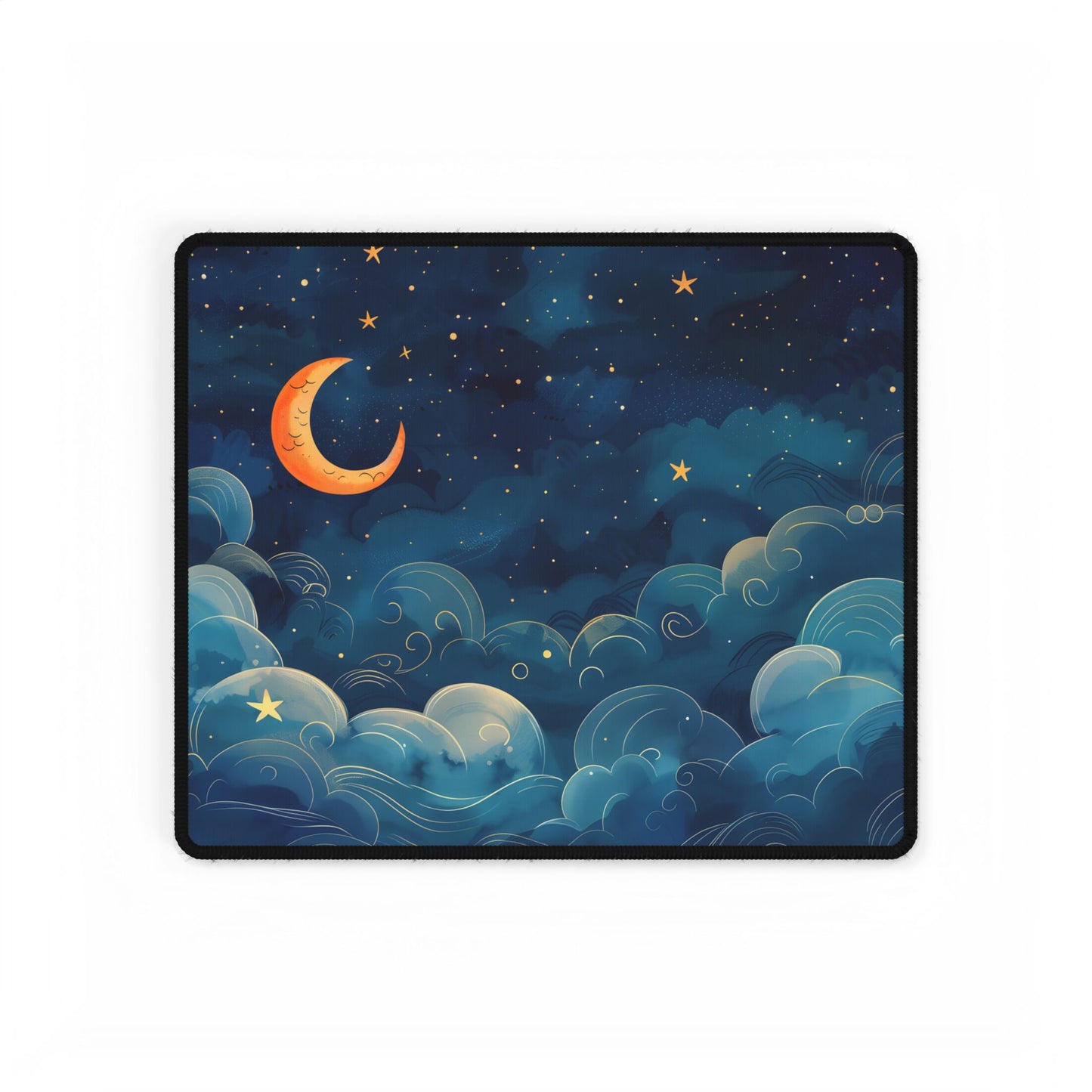 Whimsical Dreamy Night Sky: Small Town Illuminated by Pastel Stars - Desk Mat