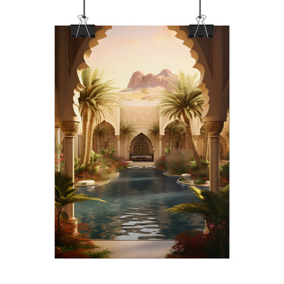 Serene Desert Oasis Art: Arabian Nights-Inspired Print - Poster
