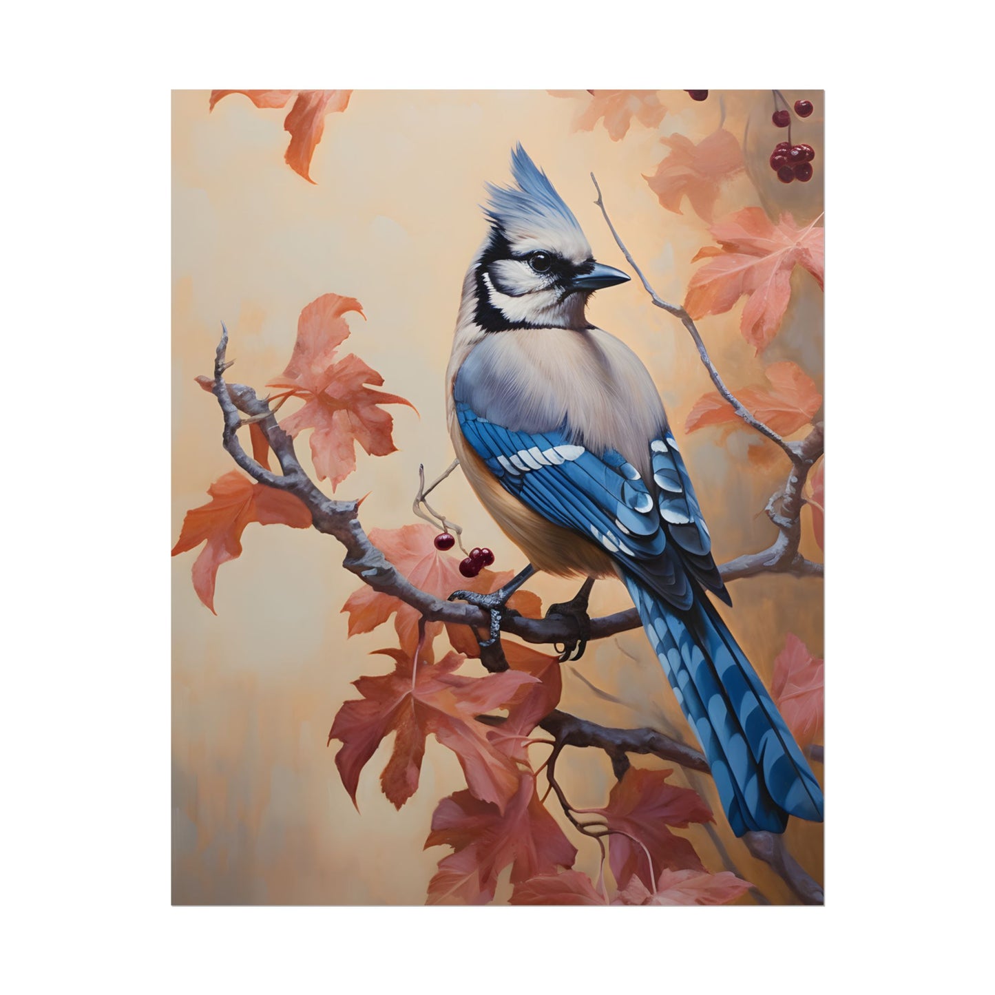 Autumn Oak Branch: Oil Painting Artwork - Poster