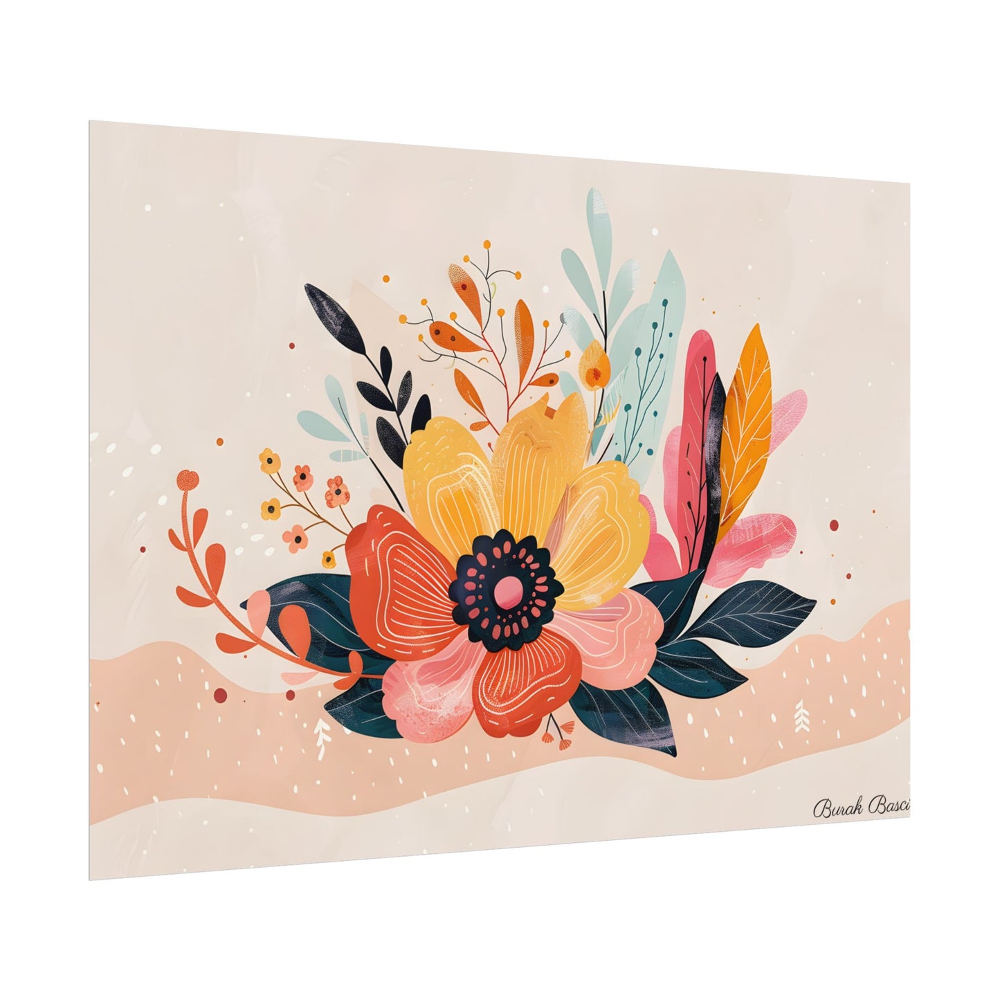 Blooming Growth: Vibrant Flower Artwork - Poster