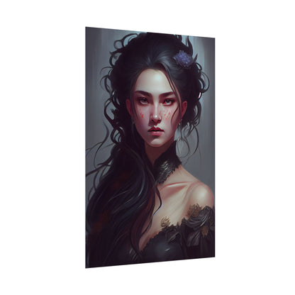 Astonishing Female Portrait: Dr. Black Hair Elegance - Poster