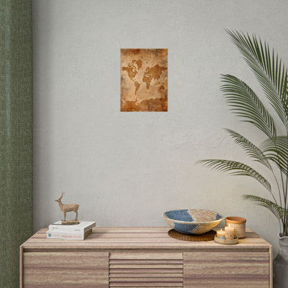 Vintage World Map: Artistic Cartography on Canvas - Poster