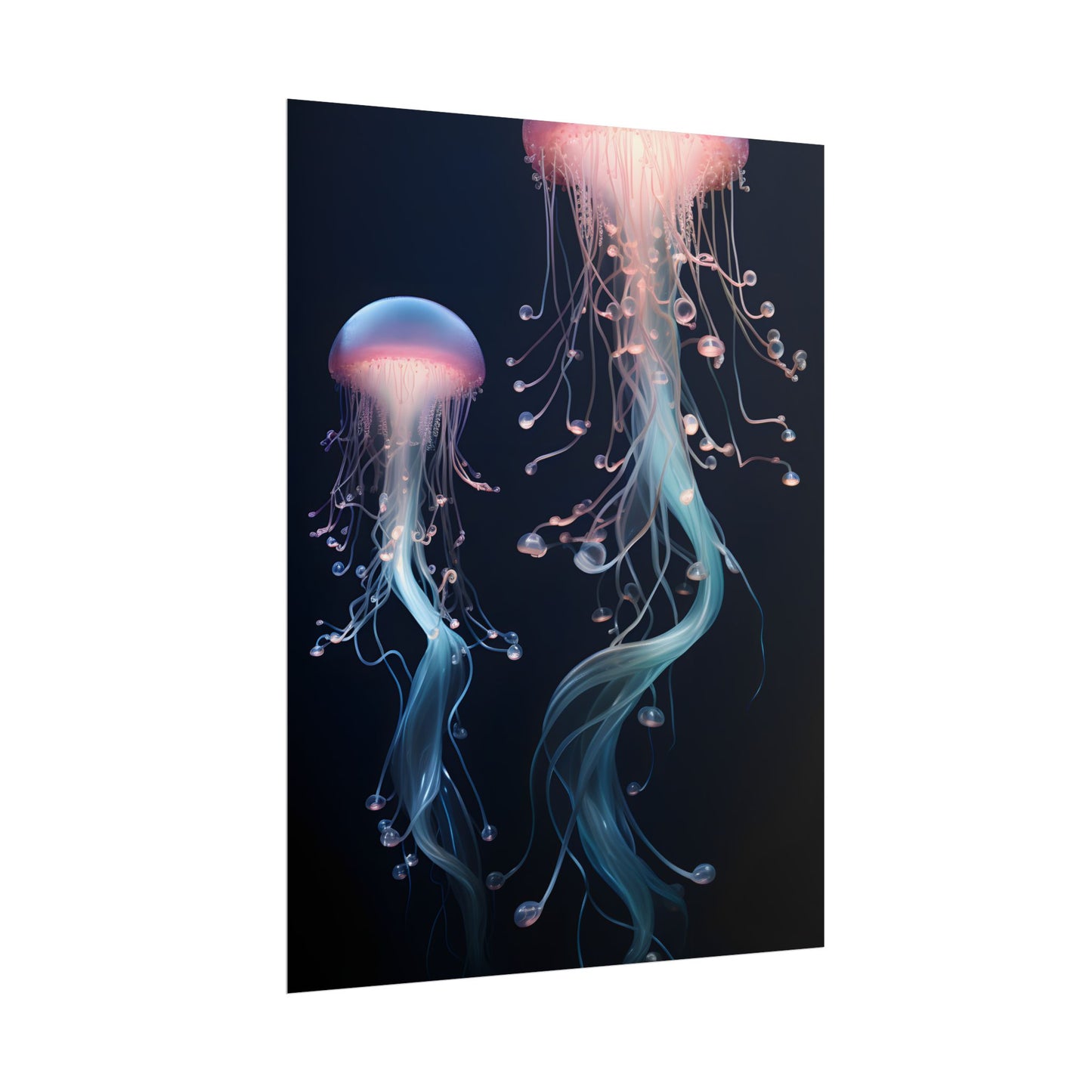 Bioluminescent Oceanic Ballet: Underwater Dancer in Motion - Poster