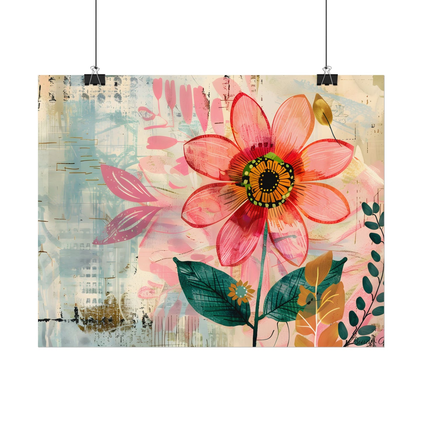 Blooming Growth: Whimsical Flower Art - Poster