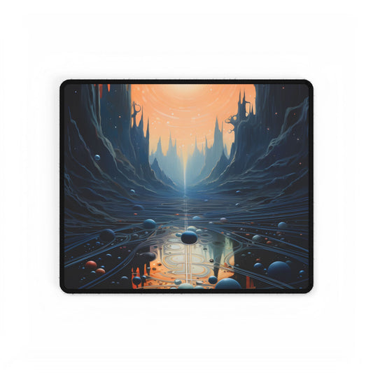 Celestial Art Gallery: Space-Inspired Serenity in a Muted Tone - Desk Mat