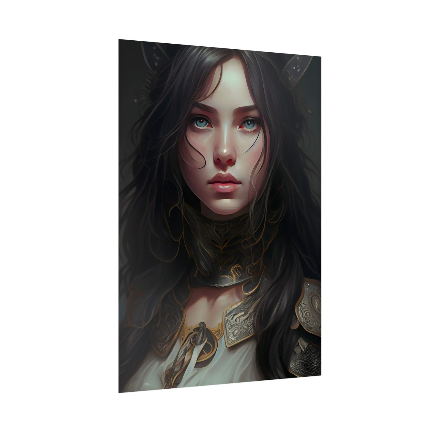 Vibrant Red Portrait: Dynamic Female Artwork - Poster