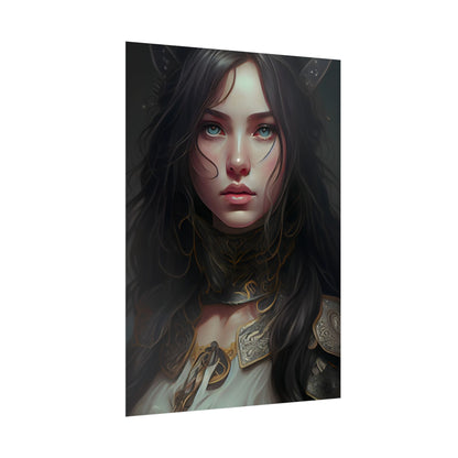 Vibrant Red Portrait: Dynamic Female Artwork - Poster