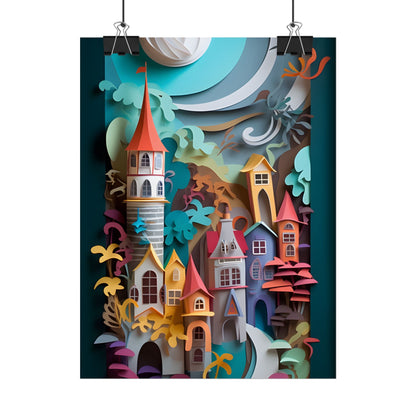 Eye-Catching European Landscape: Paper Quilling Artwork - Poster