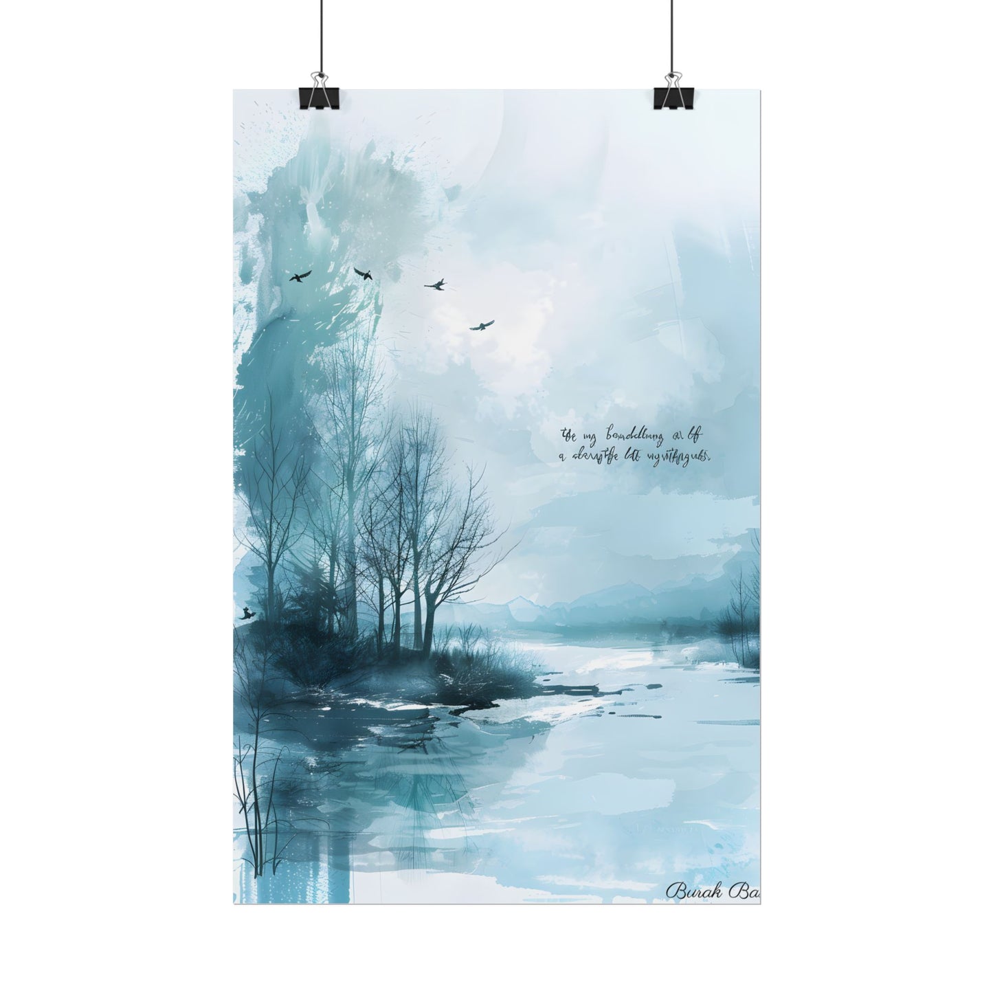 Serene Landscape: A Peaceful Nature Scene with Inspirational Quote - Poster