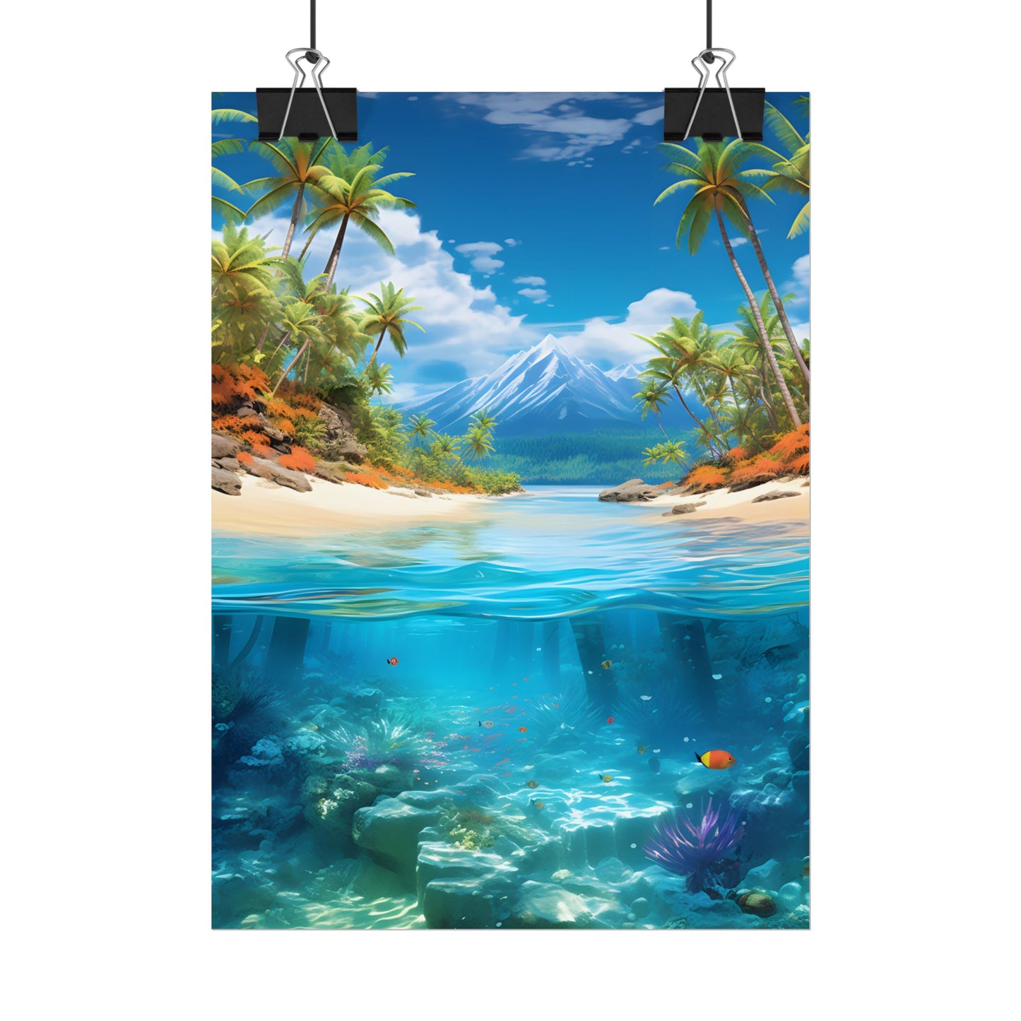 Tropical Paradise Tranquility: Lush Island Getaway Art - Poster