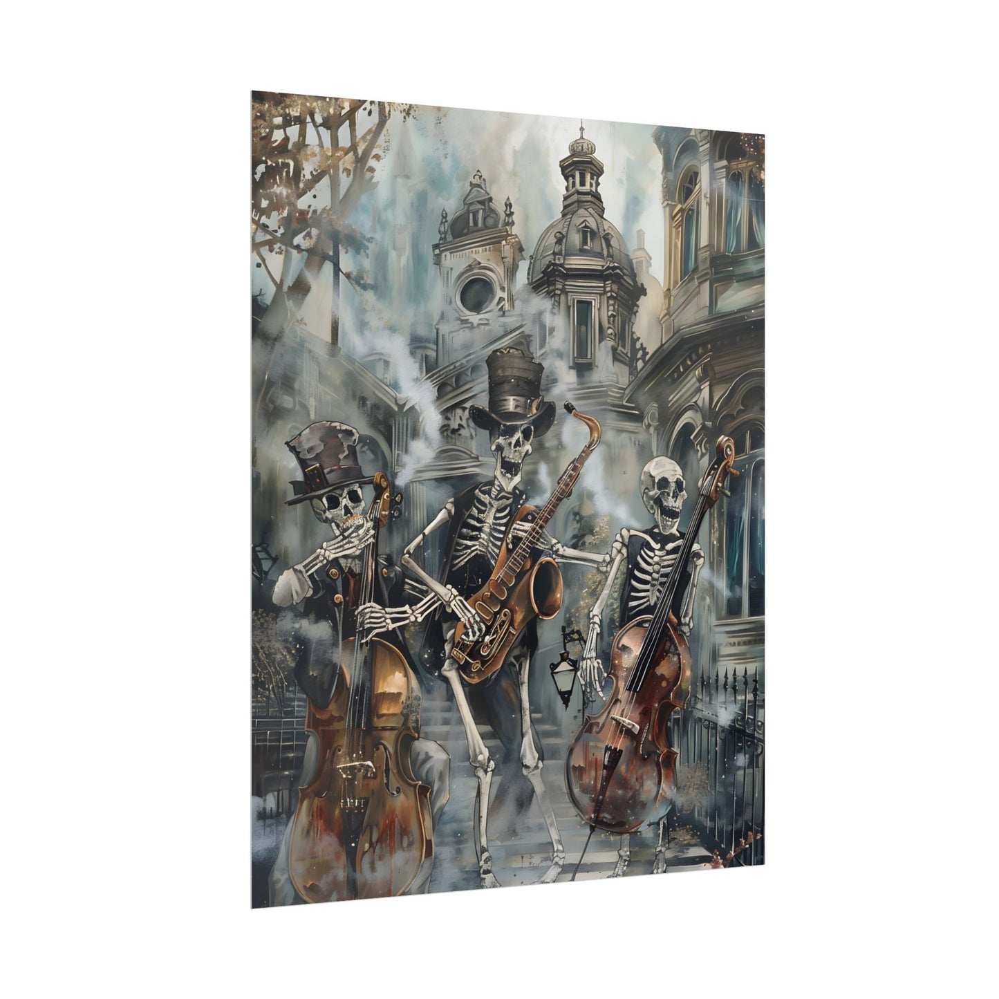 Victorian Lowbrow Jazz: Skeleton Band in Artistic Swing - Poster