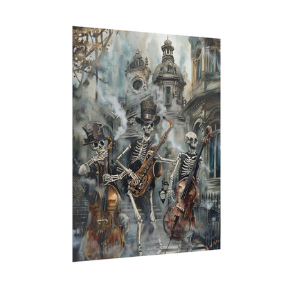 Victorian Lowbrow Jazz: Skeleton Band in Artistic Swing - Poster
