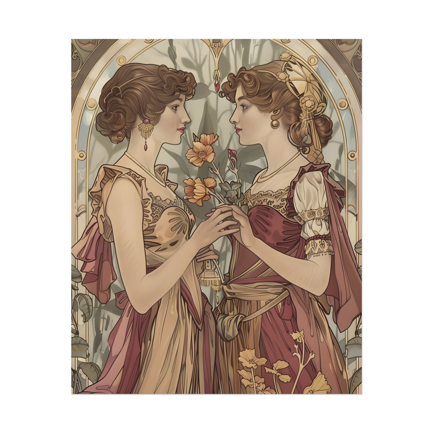 Middle Eastern Floral Beauty: Traditional Attire Digital Art - Poster