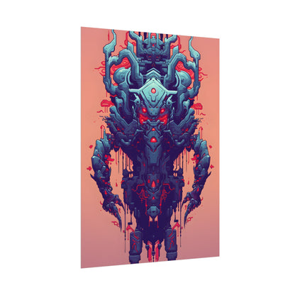 Neon Pixel Pets: Cyberpunk Synthwave Digital Art - Poster
