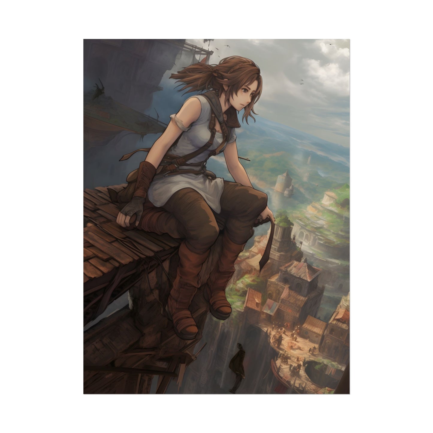 Dramatic Anime Birds Eye View: Dynamic Digital Art - Poster