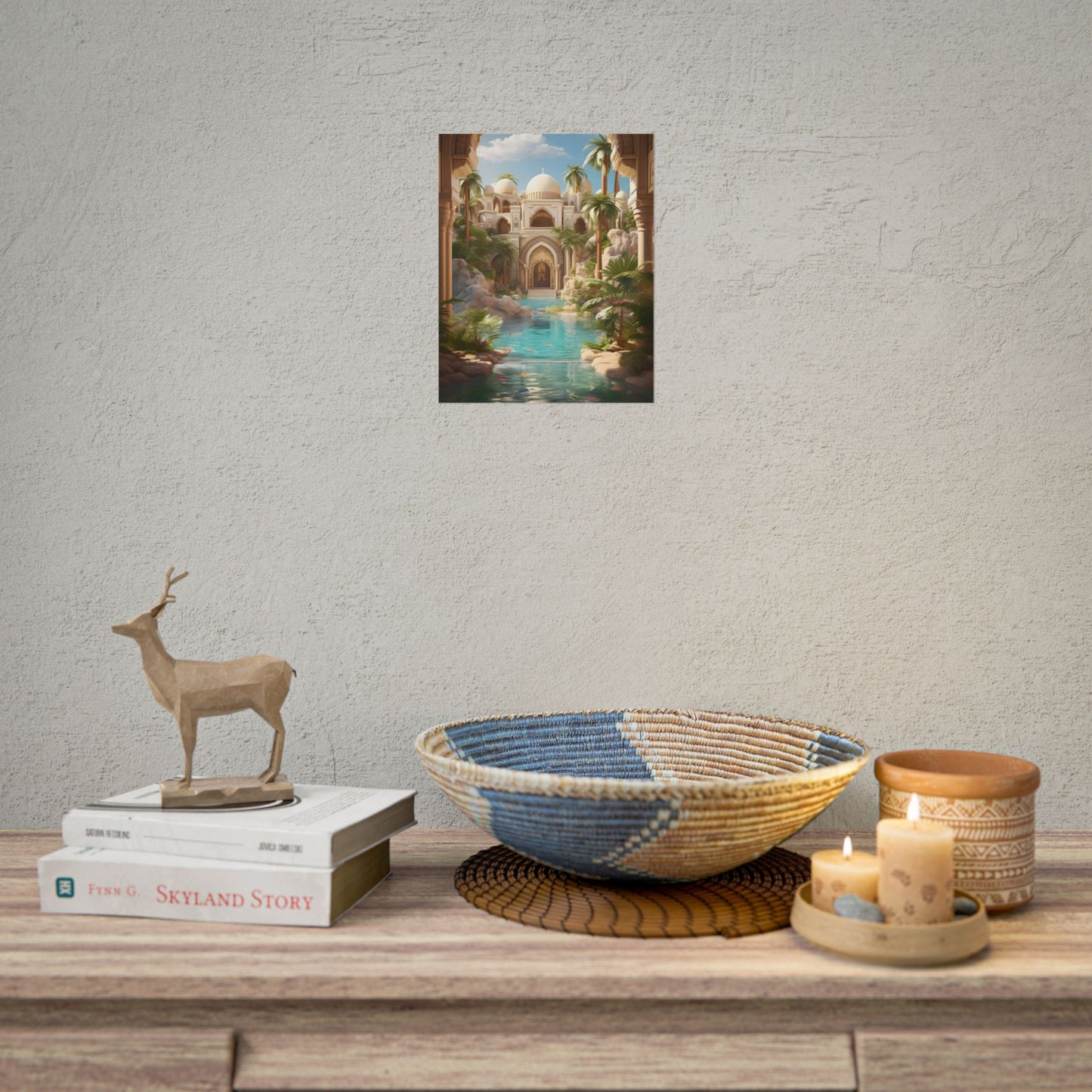 Serene Desert Oasis: Arabian Nights-Inspired Artwork - Poster