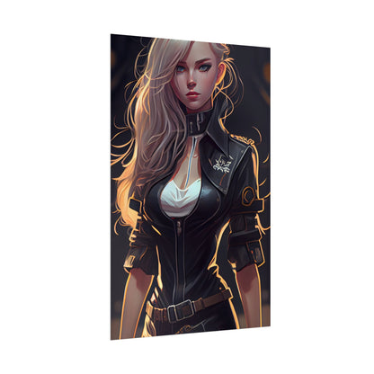 Blonde Female Police Officer: Calm Professional in Hotel Lobby - Poster