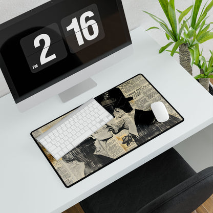 Vintage Romance Couples: Newsprint Artwork - Intimate Moments - Desk Mat