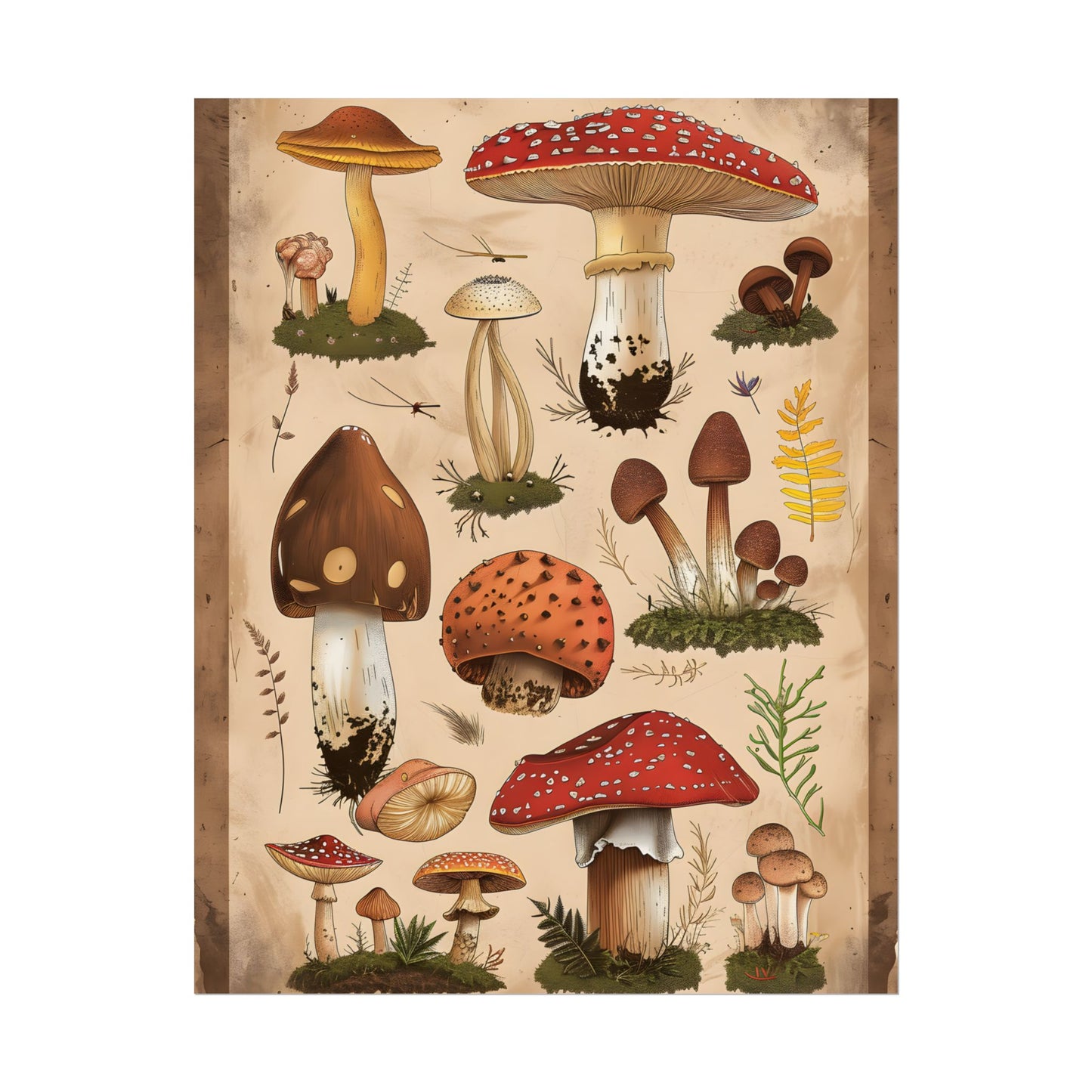 Vibrant Mushroom Species Poster: A Colorful Collection - Poster