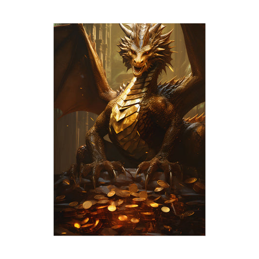Majestic Dragon Guardian: Fantasy Artwork in a Magical Lair - Poster
