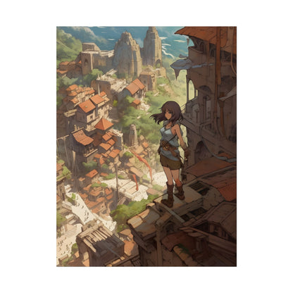 Dramatic Anime Feather: Bird's Eye View Illustration - Poster