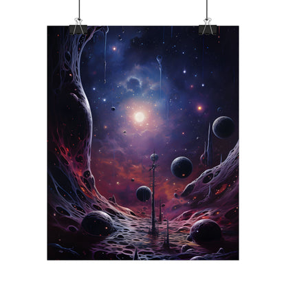 Cosmic Black Hole: Space Artwork with Planet Orbits - Poster