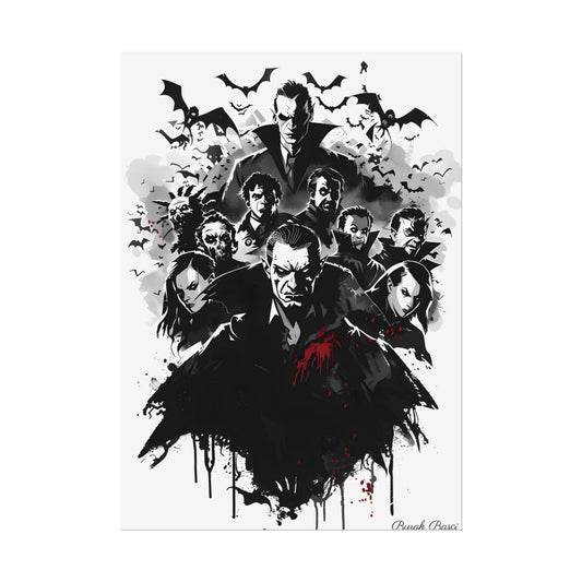 Mischievous Vampires: Dark Digital Artwork with Charismatic Leader - Poster