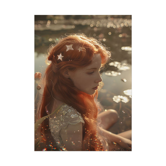 Sparkling Red Beauty: A Young Girl's Fiery Locks - Poster