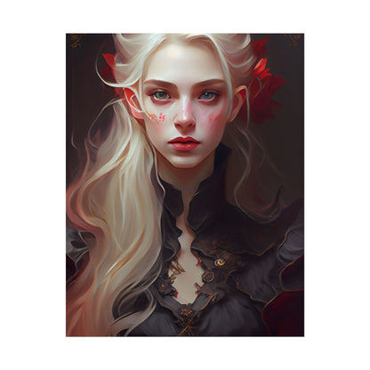 Beautiful Blonde Portrait: A Stunning Female in Black Top - Poster