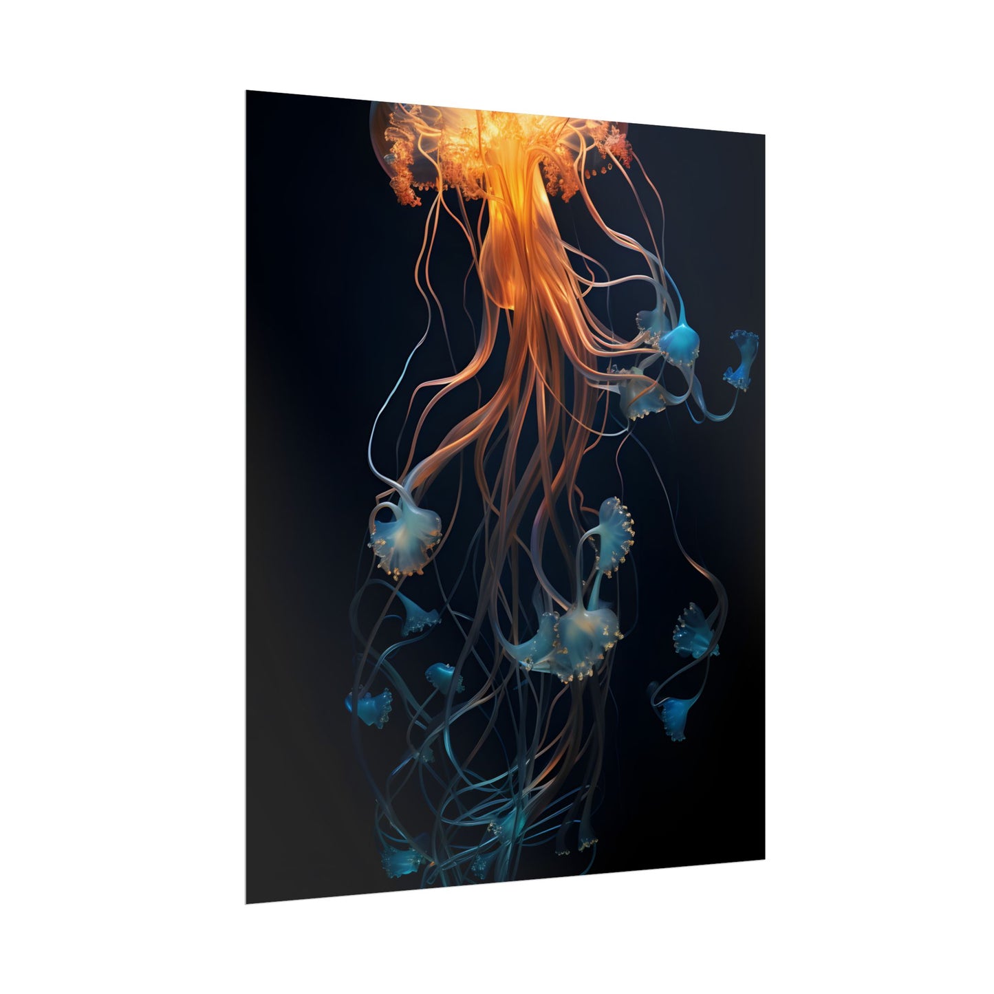 Bioluminescent Oceanic Ballet: Mesmerizing Underwater Scene Artwork - Poster