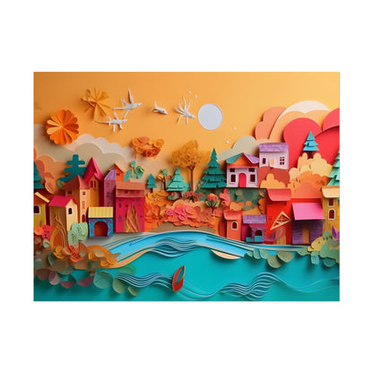 Epic Sunset Beach: Magical Paper Quilling Artwork - Poster