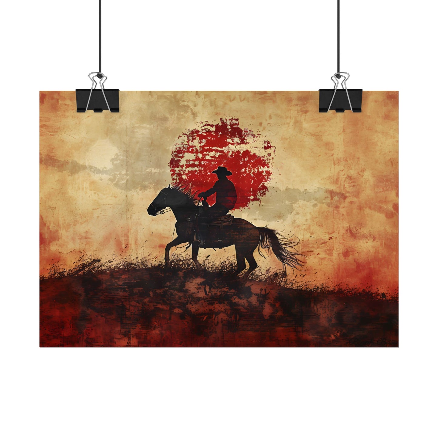 Dynamic Rodeo Scene: Earthy Tones of a Thrilling Ride - Poster