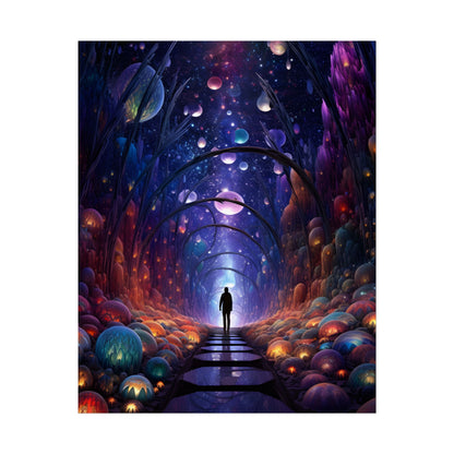Celestial Art Gallery: Indoor Space with Starry Canvas - Poster