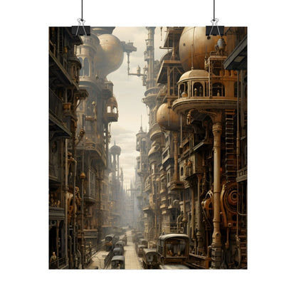 Steampunk Cityscape: A Glimpse into Jules Verne's Paris - Poster