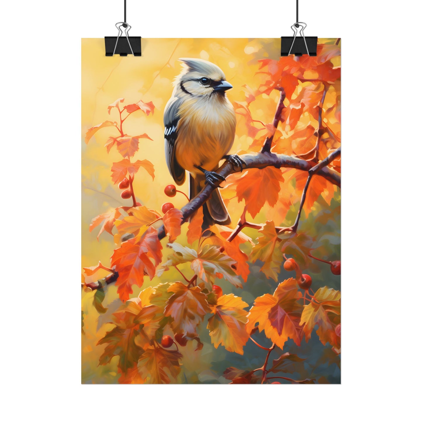 Vibrant Oak Branch: Oil Painting of Nature's Serenity - Poster