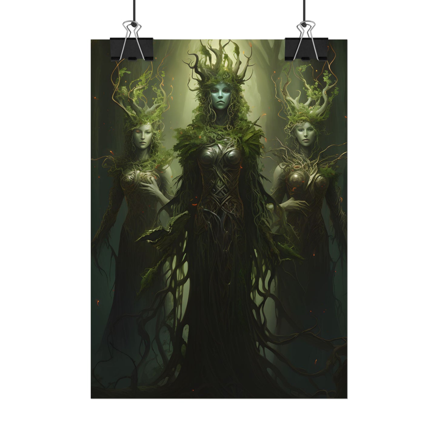 Mystical Forest Guardians: Ancient Tree Spirits Digital Art - Poster